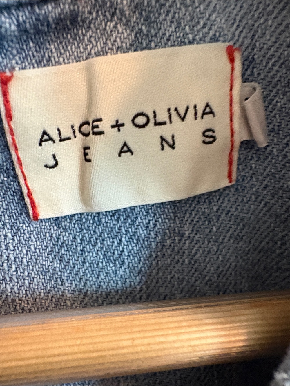 Alice + Olivia Light Blue Denim Jeans Label Detail